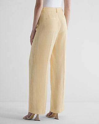 Editor High Waisted Linen-Blend Pintuck Trouser Pant