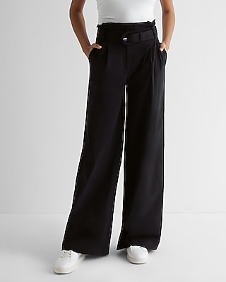 Super High Waisted Belted Paperbag Wide Leg Pant | Express