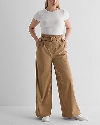 Super High Waisted Belted Paperbag Wide Leg Pant | Express