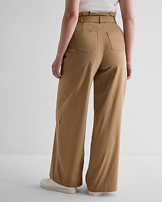 Super High Waisted Belted Paperbag Wide Leg Pant | Express