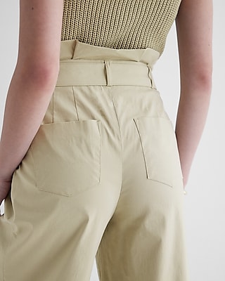 Super High Waisted Belted Paperbag Wide Leg Pant