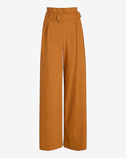 Super High Waisted Belted Paperbag Wide Leg Pant | Express Super High Waisted Belted Paperbag Wide Leg Pant | Express