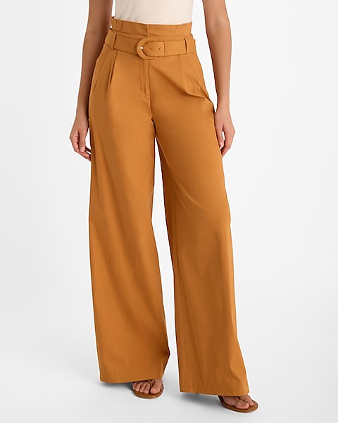 Super High Waisted Belted Paperbag Wide Leg Pant | Express Super High Waisted Belted Paperbag Wide Leg Pant | Express