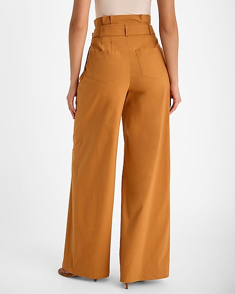 Super High Waisted Belted Paperbag Wide Leg Pant | Express Super High Waisted Belted Paperbag Wide Leg Pant | Express