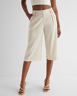 High Waisted Pleated Gaucho Pant | Express
