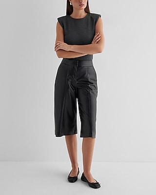 Editor High Waisted Faux Leather Shorts