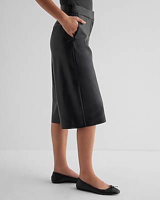 Editor High Waisted Faux Leather Seamed Gaucho Pant