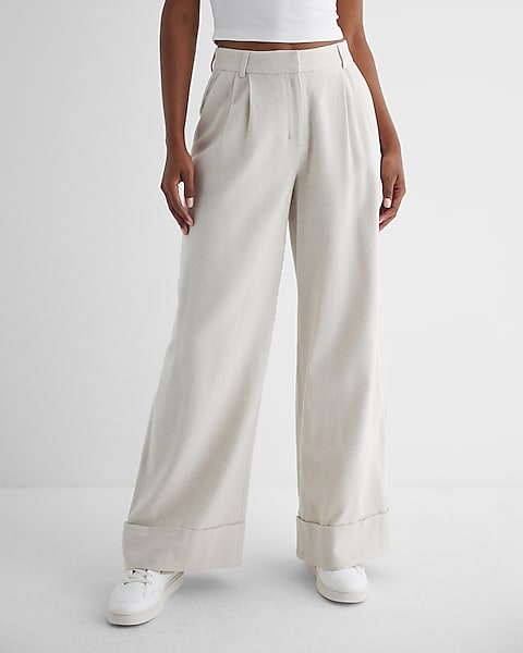 Stylist High Waisted Luxe Lounge Twill Cuffed Wide Leg Pant | Express