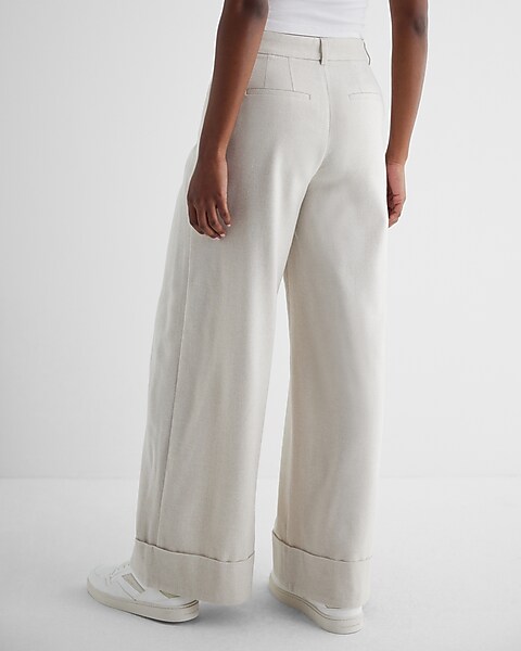 White Relaxed Fit Pants for Women, High Waist Wide Leg Pants for Women,  Blue Pants High Rise, White Pants Womens -  Canada