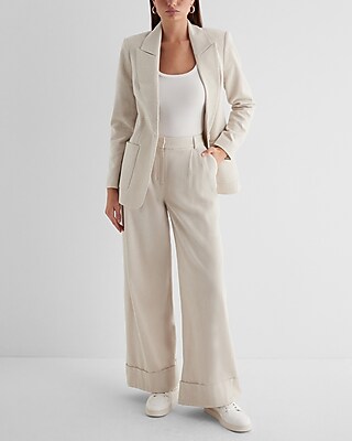 Stylist High Waisted Luxe Lounge Twill Cuffed Wide Leg Pant