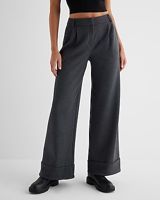 Stylist High Waisted Luxe Lounge Cuffed Wide Leg Pant