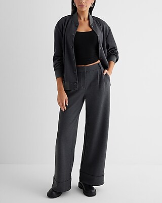 Stylist High Waisted Luxe Lounge Cuffed Wide Leg Pant