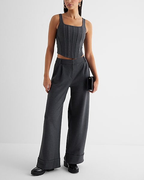 Stylist High Waisted Luxe Lounge Cuffed Wide Leg Pant