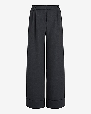 Stylist High Waisted Luxe Lounge Cuffed Wide Leg Pant