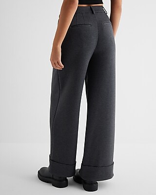 Stylist High Waisted Luxe Lounge Cuffed Wide Leg Pant