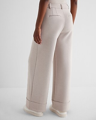 Stylist High Waisted Luxe Lounge Cuffed Wide Leg Pant