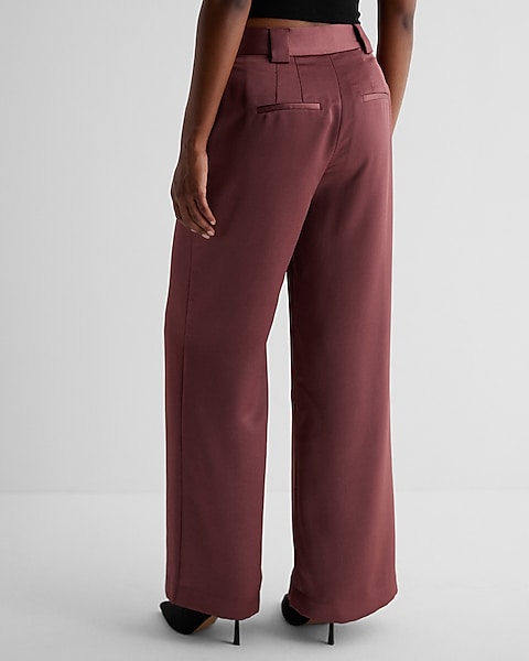 ASOS LUXE wide leg satin pants in red - part of a set