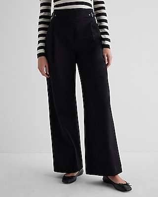 High Waisted Side Buckle Belt Wide Leg Pant | Express