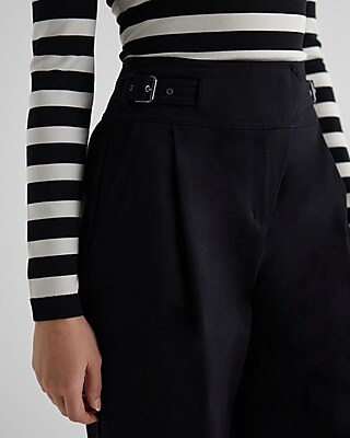 High Waisted Side Buckle Belt Wide Leg Pant | Express