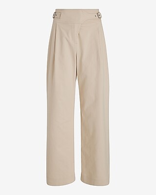 High Waisted Side Buckle Belt Wide Leg Pant