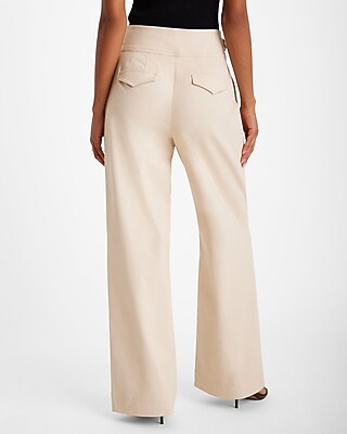 High Waisted Side Buckle Belt Wide Leg Pant | Express
