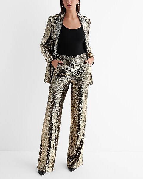 Beautiful gold sequined pants, fully lined, with pockets. Also available in  black. - Haute Hayah