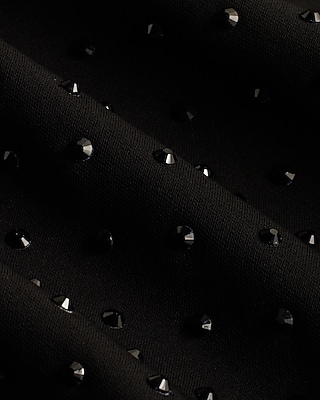 High Waisted Rhinestone Studded Wide Leg Trouser Pant