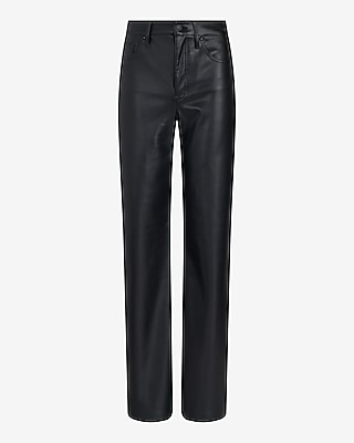 High Waisted Faux Leather Wide Leg Pant