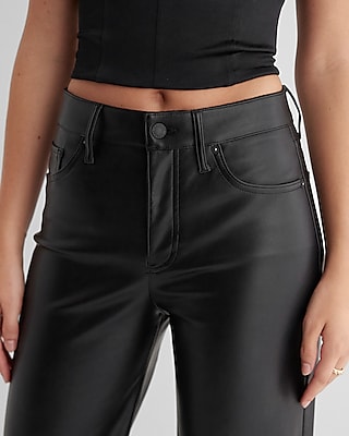 High Waisted Faux Leather Wide Leg Pant