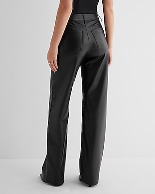 High Waisted Faux Leather Wide Leg Pant