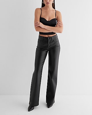 High Waisted Faux Leather Wide Leg Pant