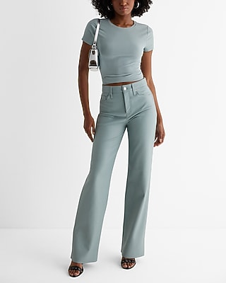 High Waisted Faux Leather Wide Leg Pant