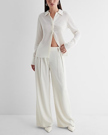 Women's White Wide Leg Pants & Trousers - Express Women's White Wide Leg Pants & Trousers - Express