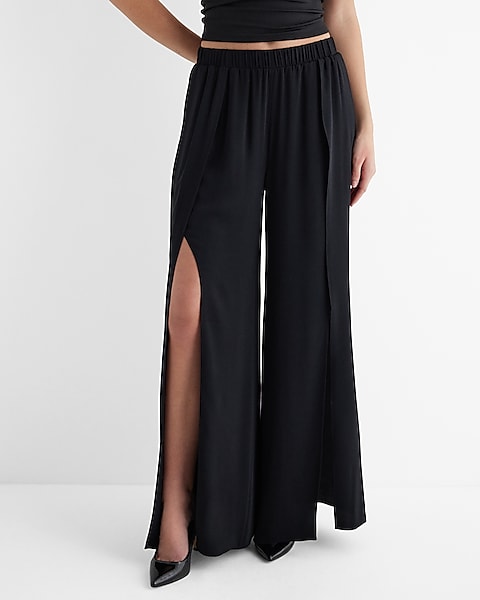 High Waisted Seamed Tall Slit Wide Leg Pant | Express High Waisted Seamed Tall Slit Wide Leg Pant | Express