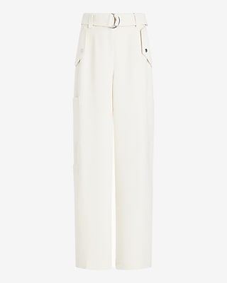 High Waisted Belted Wide Leg Cargo Pant