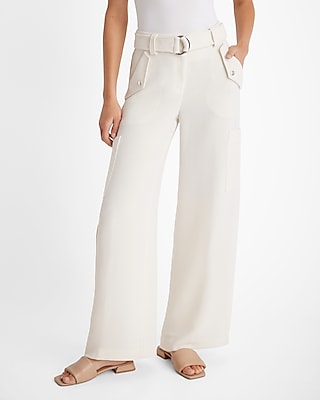 High Waisted Belted Wide Leg Cargo Pant