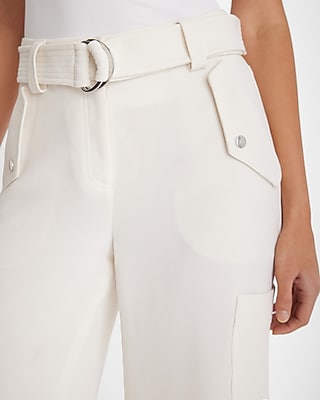 High Waisted Belted Wide Leg Cargo Pant