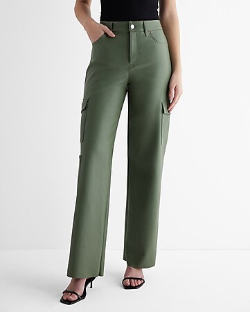  Women's Relaxed Solid Straight Suit Pants Casual High Waisted  Dress Pants Stretchy Lounge Work Trousers Pull-On Pant Cargo Pants Women  2024 Breite Hosen Damen Army Green : Clothing, Shoes & Jewelry