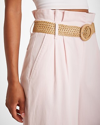 Stylist Super High Waisted Belted Paperbag Wide Leg Pant