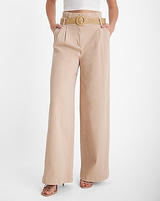 Stylist Super High Waisted Belted Paperbag Wide Leg Pant