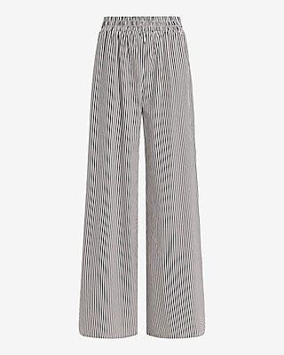 High Waisted Striped Pull On Wide Leg Pant