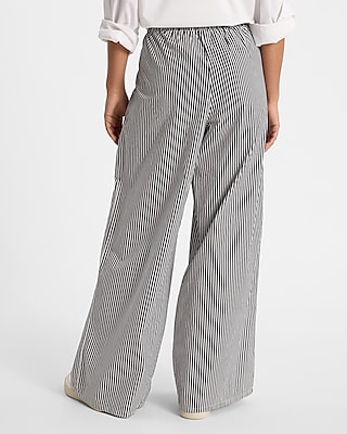 High Waisted Striped Pull On Wide Leg Pant