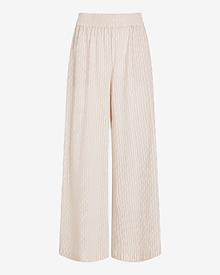 High Waisted Striped Pull On Wide Leg Pant