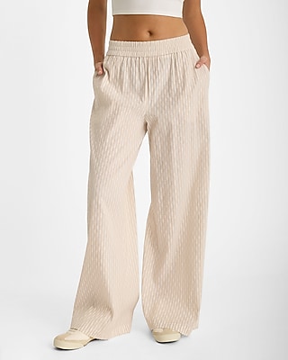 High Waisted Striped Pull On Wide Leg Pant