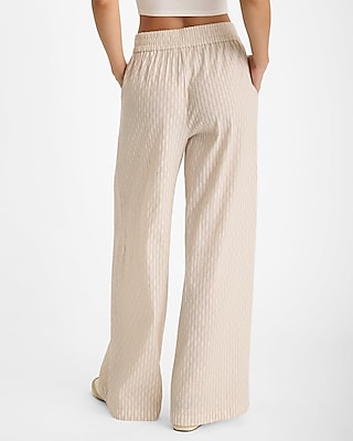 High Waisted Striped Pull On Wide Leg Pant