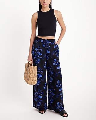EX HR PULL ON WIDE LEG - FLORAL PRINT 9212653:PRINT-BLUE:M