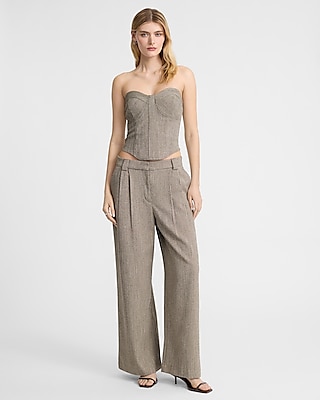 Textured Herringbone High Waisted Relaxed Trouser