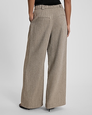 Textured Herringbone High Waisted Relaxed Trouser