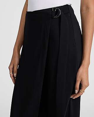 High Waisted Belted Wrap Wide Leg Pant