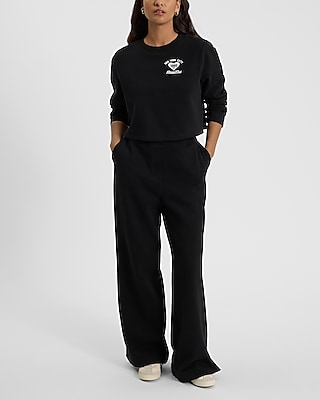 High Waisted Wide Leg Fleece Sweatpants